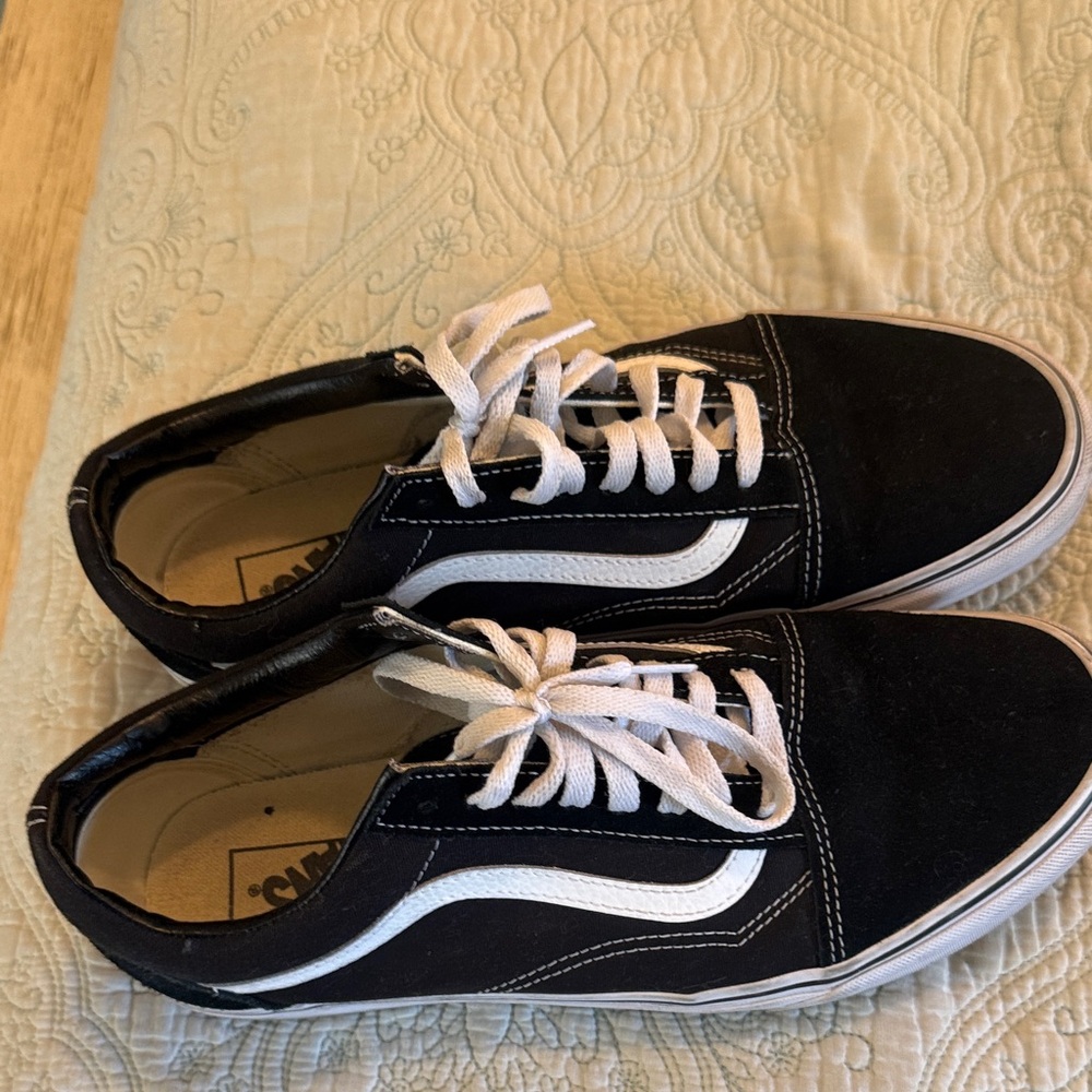 Vans Black Canvas Sneakers with White Stripe